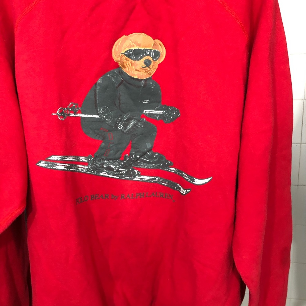 Rare Vintage limited edition red polo Ralph Lauren bear sweatshirt size large - Picture 2 of 6